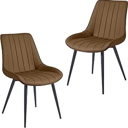 nufurn Dining Modern Kitchen Dining Room Chairs, Upholstered Dinning Accent Chairs in Leather Cushion Seat and Sturdy Metal Legs for Home, Restaurant, Cafe, Studio (Set of 2 Brown-image-21