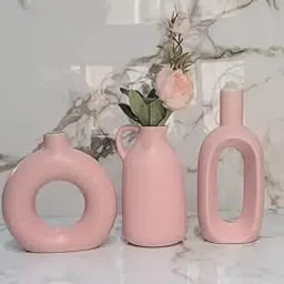 Green Patch Ceramic Vase Set of 3. Pink-picture-33