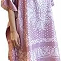 maatirdesigns Rose Pink Paisley – Vegan Silk Pashmina Kaftan Dress-picture-39