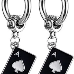 Mens Bikers Star Shape Dangle Hoop Punk Titanium Steel Piercing Jewelry Black Stainless Steel Hoop Earrings For Men And Women-image-51