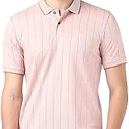 peter england Men's Polyester, Cotton Striped Regular Fit T-Shirt-picture-28