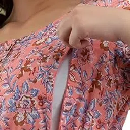 krishna vastrram Women's Maternity Kurti for Feeding Zippers | Printed Gown for Women | Pregnant Lady Dress | Anarkali Kurti with Zipper | Floral Printed Kurti for Women-picture-37
