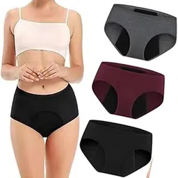 louis craft Women's Period Menstrual Underwear, High Waist Leak Proof Panties, Multi Period pack3-picture-26