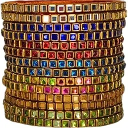 vs handcraft boutique Glossy Multicolour Stone Bangles Set of 7 for Women & Girls | Stylish Ethnic Jewellery for Wedding, Festival, Party & Gifting-picture-15