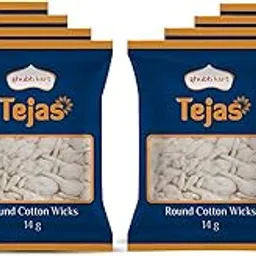 Shubhkart Tejas Round Cotton Wicks (Pack of 8) Jyot Batti | Diya Cotton Wicks | Handmade Gol Batti for Puja Arti & Traditional Rituals | White Cotton Phool Diya Batti - 600 Wicks-picture-23