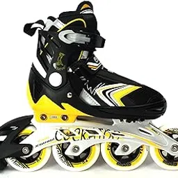 COCKATOO ABEC 7 Inline Adjustable Skates IS05 (90 mm Wheel) Black/Yellow (Large)-picture-12