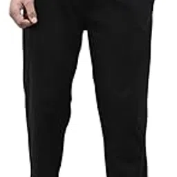 qashida Men's Cotton Blend Solid Trouser Pants with Drawstring Waistband | Elasticated Waist | Relaxed Fit | Casual with Side and Back Pockets, Black-picture-17