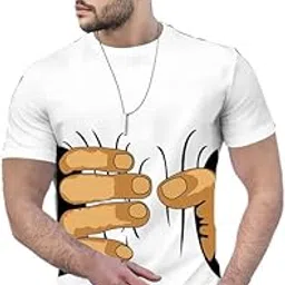 vesno MAKKU Hand Printed Tshirt for Men and Boys Half-Sleeve-Round Neck, Polyster Fabric Orange Color T-Shirt-picture-14