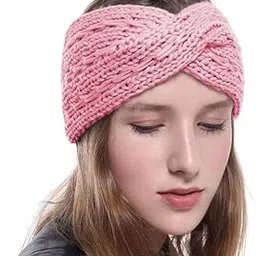 Women Stylish Soft Acrylic Woolen Headband New Cris Cross Earwarmer Crochet Headwrap Hairband Earmuffs Warm Winter Accessories For Girls(Pink)-image-50