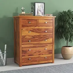 GateWay Furniture Sheesham Wooden Chest of Drawer with 6 Spacious Drawer Storage for Living Room - Solid Wood Chest of Drawers Wooden Drawer Cabinet for Bedroom Home Decor (Carter1_Honey Finish)-image-4