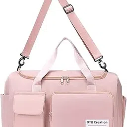 42 cm Pink Gym Bag for Women & Men | Foldable Travel Duffle Bag with Shoe Compartment | Water-Resistant Lightweight Shoulder Bag for Weekend Trips, Sports & Hospital Use-image-75