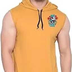 tfurnish Men’s Sleeveless Hooded Gym T-Shirt with Graphic Chest Print | Casual Muscle Fit Hoodie Tank Top-picture-29