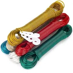PVC Coated Steel Wire Rope - 10 Meter Washing Line for Drying Clothes, Anti-Rust Multipurpose Rope with 2 Plastic Hooks - 1 Piece (Multicolor)-image-11