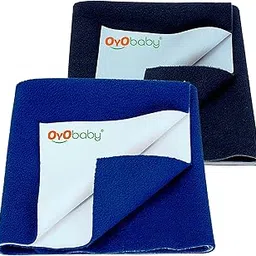 OYO BABY Extra Absorbent Waterproof Baby Dry Sheet Medium Size (100x70cm) – Pack of 2 – Quick Dry Sheet for Bed Protector, Soft & Breathable Royal Blue + Dark Blue-picture-51
