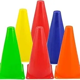GLS Field Agility Marker Cones Used in Soccer,Football, Cricket, Training in for Sports,Polyethylene (Pe) and Plastic, Multicolour(9 Inch, Pack of 9) image 1