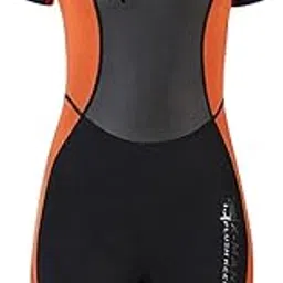 LICHTS Women One-Piece Wetsuit Back Zip Diving Swimwear Short Sleeve Dive Suit M-picture-34