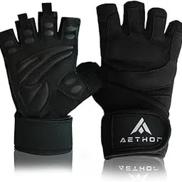 Aethon Gym Gloves with Wrist Support Strap, Pro Padded for Good Grip & Non Slip, Flexible, Professional Weightlifting Exercise Gloves for Cross Training, Workout and Pull Ups, Unisex, L-picture-46