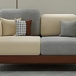 PREMIUM CART Stylish & Luxury Cushioned Couch Relax sectional Sofa in Fabric & Velvet and Heavy Duty Sofa Ideal for bedrooms, Living Rooms, Guest Rooms, Homes, and Office (2 Seater Brown Beige)-picture-16