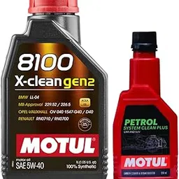 Motul 8100 X-cleangen2 SAE 5W-40 100% Synthetic Engine Oil For Car - 1 Liter With Petrol System Clean Plus 200ml-picture-18