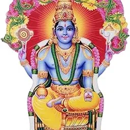 Vils Lord Dhanvantari/Dhanvamtari/Maha Vishnu Divine Holy Blessing Wood & Plastic Wall Mount/Table Top Photo Frame Cutout with Back Stand for Pooja/Gift (3.5 inch X 6 inch)-picture-29