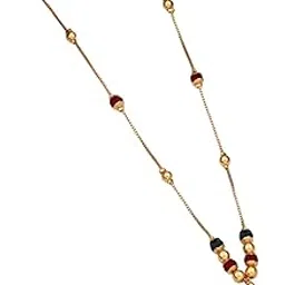Gold Plated Colourful Pearl Dokiya Mangalsutra, Traditional Indian Necklace with Beads-picture-15