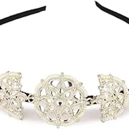 shining diva fashion Stylish Fancy Kundan Pearl Headband Matha Tikka Sheesh Patti Tiara Mathapatti Sheeshpatti Wedding Traditional Hairband Hair Accessories Hair Band for Women Girls-picture-21