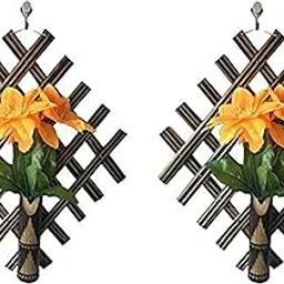 Decorative Natural Bamboo Wall Hanging Flower Vase Bamboo (Set of 2) (Design 1)-picture-16