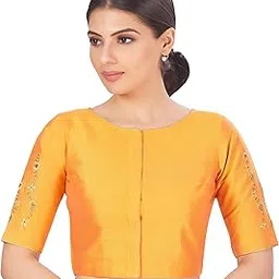 studio shringaar Women's Silky Embroidered Saree Blouse-picture-17
