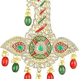 mahi Multicolor Crystals and Meenakari Work Enamel Kalangi Pagri Turban Brooch for Groom/Men (KL1001020GMul)-picture-54