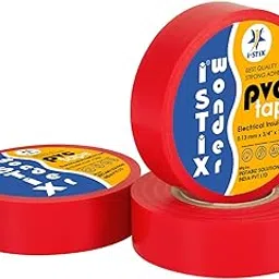 i-stix | PVC Electrical Tape for Wire Insulation 30pc Box | 18MM x 10Y | Professional Grade Insulation Tape (Red)-picture-23