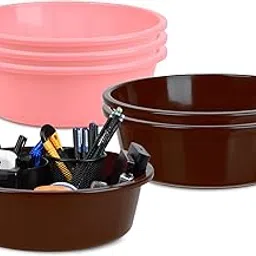 Pack of 6 Desk Organizer | Stationery Organizer | Multipurpose Storage Organizer | Office Supplies for Pen-Pencil-Staplers | Desktop Organizer | 6 LTR | Light Pink & Brown-image-26