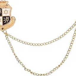 Men's Sheild Shape Golden Chain Brooch-image-0