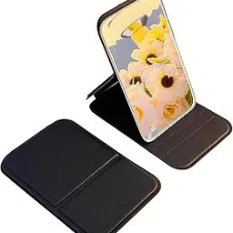 IAZO Folding Pocket Mirror | Ultra Thin & Lightweight Travel Makeup Mirror | Compact Handheld Folding Mirror for Purse, Pocket, Camping, Office & Home Use | Black | Pack of 1-picture-17