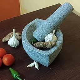 narendre drational hand made Kalvam Stone 8 Inch Boat Shape | Mortar and Pestle Set | Masher | Khalbatta | Kharal | Musal for Kitchen Home | Herbs and Spices-picture-11