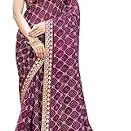 yashika Women’s Georgette Saree with Lace Border | Checkered Geometric Digital Printed Saree for Women-picture-44