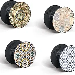 hubops Phone Grip Moroccan Pattern Design Compatible Mobile Holder Finger Grip Mobile Back Holder Mobile Socket Grips for Smartphones Phone Grip Pack of 4-picture-40