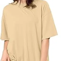 shodox Women's Cotton Blend Oversized Drop Shoulder Solid T-Shirt(Pack of 1)-picture-21
