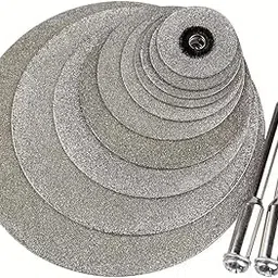UpToDateTools 10Pcs 16mm - 60mm Diamond Cutting Wheel with Mandrel Cutoff Disc Blades Rotary Cutter Tool Kit for Metal Stone Tile, 16mm - 60mm Cutting Dia-image-0
