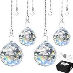 MerryNine Clear TOP K9 Crystal Prism Ball Pendant kit Suncatcher Rainbow Pendants Maker, Hanging Crystals Prisms with Beautiful Chain-picture-55