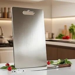 Stainless Steel Chopping Board | Silver | 8 x 12 Inch | Rust-Proof, Hygienic & Easy to Clean Cutting Board for Kitchen-image-53