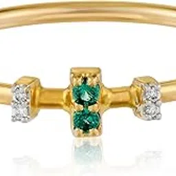 caratlane 14 KT Yellow Gold Rectangular Streak Gemstone Ring for Women-picture-31