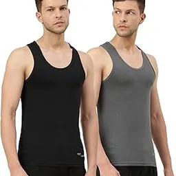 freecultr Vest for Men | Bamboo Sleeveless Super Soft Round Neck Gym Comfort Vests | Workout Regular Fit Innerwear | Breathable Sando with Long Hemline | Double Pack-picture-50