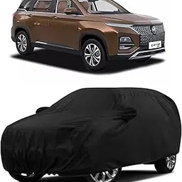 Sulfar 100% Water Resistant Car Body Cover Compatible with Mirror for MG Hector Plus (Triple Stitched, Full Bottom Elastic, Black)-picture-34