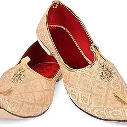 royal khwaab Men's Wedding Juttis/Punjabi Jutti & Sherwani Juti, Pure Traditional & Stylish Ethnic Mojaris/Wedding Shoes 100% Comfortable & Handcrafted (RK-B10)-picture-29