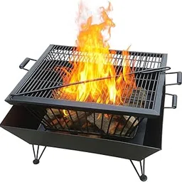 Algoniti 33-Inch Square Fire Pit, Heavy-Duty Outdoor Commercial Grade with Grill Grates, for Banquet Halls and Social Functions. it is used for grillin and chillin at the BBQ parties. (black, 24"INCH)-image-84