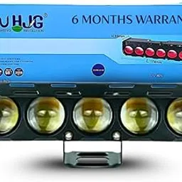 LIU HJG 60W Yellow/White 5 LED Fog Light with Red Devil Eye DRL | Dual Beam | Universal Fit for Bike & Car | Waterproof & Durable | 12V–80V | Stylish Design | Pack of 1-picture-15