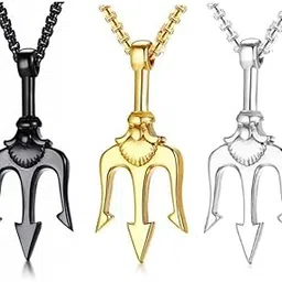 miami Pendant for Men gold Silver Black chain for men Mens boyfriend gents locket Necklace for men Boy girls Women Stainless Steel 3 neck chain lockets mens chains fashion combo Long Stylish M44-picture-32