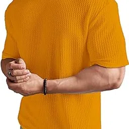 shodox Mens Dotted Solid Unique Design Oversized Tshirt for Men - Round Neck Loose Fit Drop Shoulder Mens T-Shirt(Pack of 1)-picture-33