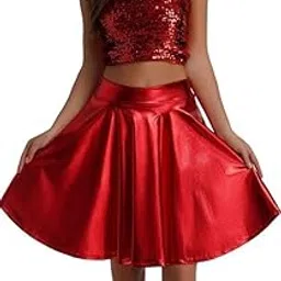 Two-Piece Party Dress, Red Sequin Crop Top with Satin Pleated Skirt, Strapless Formal Cocktail Outfit-image-3