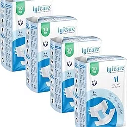 Lyfcare Open Tape Adult Diaper Medium Size (M) - 40 Units (Pack of 4) | Unisex Diapers Open Tape | Waist (63-127 cm) | Wetness Indicator, Super Absorb, 360° Protection & 0% Leakage | for Men & Women-image-26